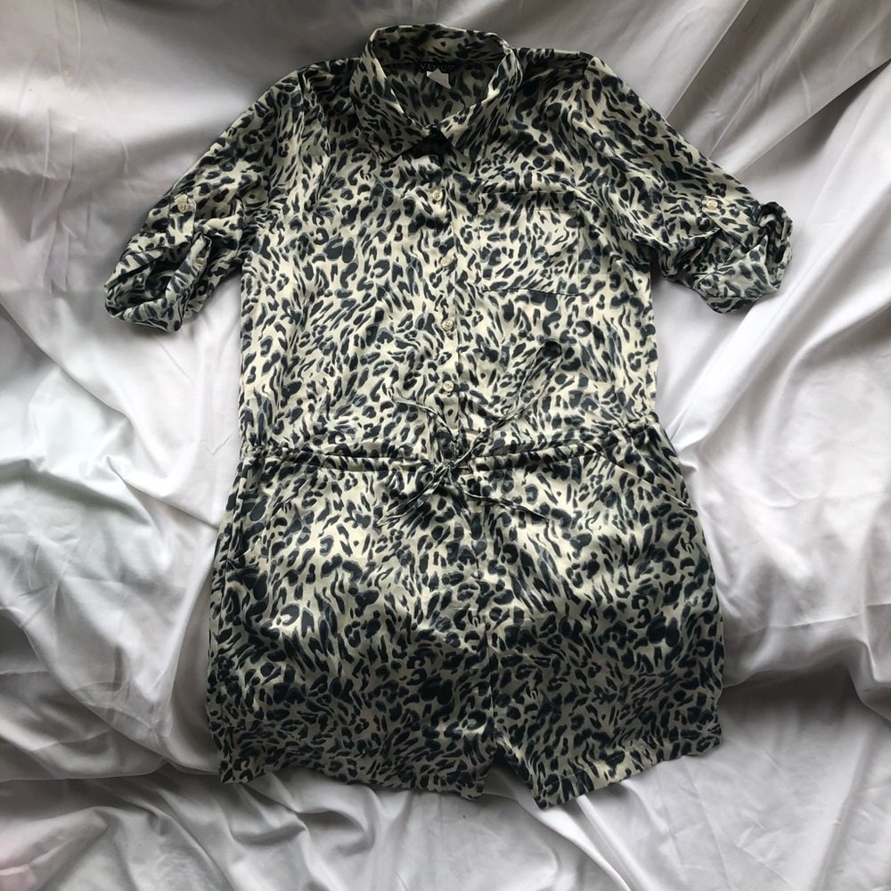 Silky Leopard Blue & Silver VENUS Shorts Romper